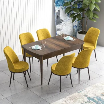 Set masa extensibila si scaune, Hanah Home, Zen, Baroc / Mustar imagine