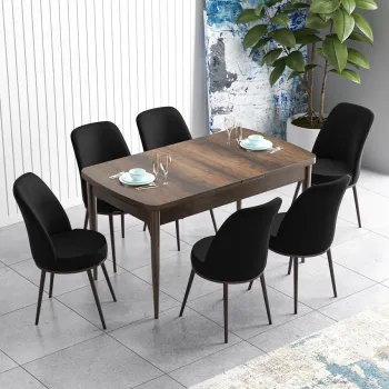 Set masa extensibila si scaune, Hanah Home, Zen, Baroc / Negru imagine