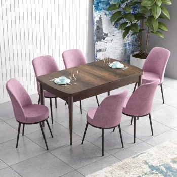 Set masa extensibila si scaune, Hanah Home, Zen, Baroc / Roz imagine