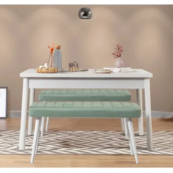 Set masa si 2 banci, Vella, Costa 0400, PAL, Alb/Verde imagine