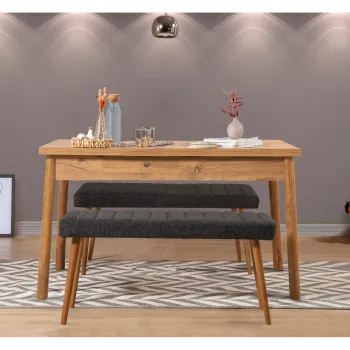 Set masa si 2 banci, Vella, Costa 1053, PAL, Pin Atlantic / Antracit imagine