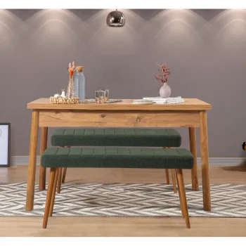 Set masa si 2 banci, Vella, Costa 1070, PAL, Pin Atlantic / Verde imagine