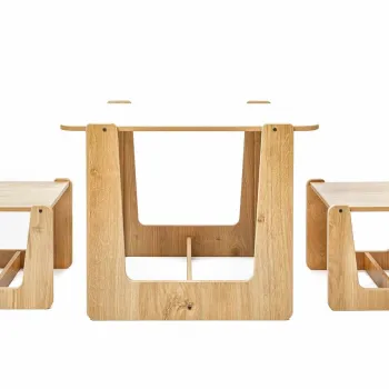 Set masa si scaun pentru copii, Hanah Home, Crane 1 St 1 Ch, Alb / Natural imagine