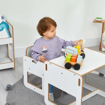 Set masa si scaun pentru copii, Hanah Home, Dove, Alb imagine