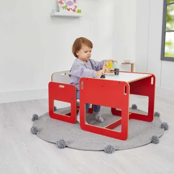 Set masa si scaun pentru copii, Hanah Home, Dove, Rosu/Alb imagine