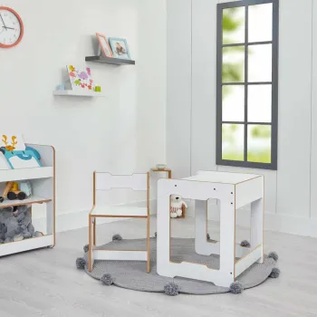 Set masa si scaun pentru copii, Hanah Home, Seagull, Alb imagine