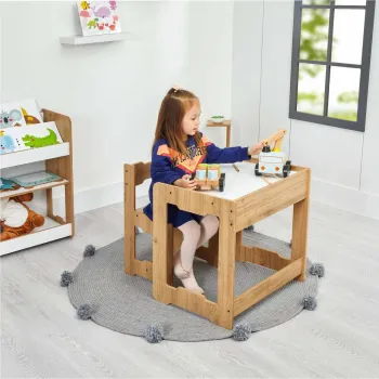 Set masa si scaun pentru copii, Hanah Home, Seagull, Alb / Natural imagine