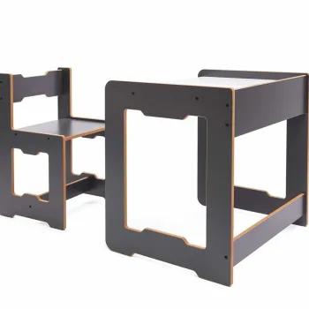 Set masa si scaun pentru copii, Hanah Home, Seagull, Antracit/Alb imagine