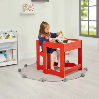 Set masa si scaun pentru copii, Hanah Home, Seagull, Rosu/Alb imagine