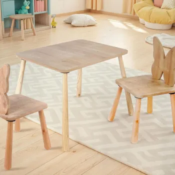 Set masa si scaun pentru copii, Rosewood, BLTYZ-AKTV062-1, Stejar imagine