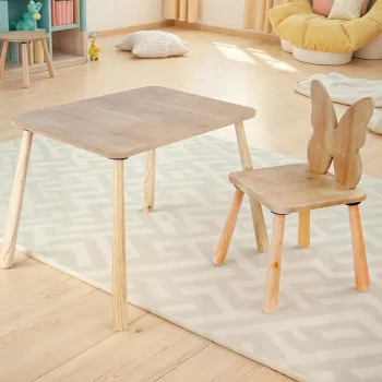 Set masa si scaun pentru copii, Rosewood, BLTYZ-AKTV062, Stejar imagine