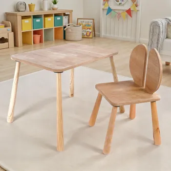 Set masa si scaun pentru copii, Rosewood, BLTYZ-AKTV064, Stejar imagine