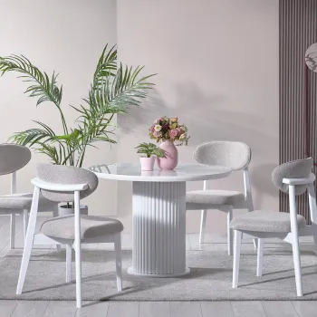 Set masa si scaune (4 piese), Fairfax, Aqua, Alb imagine