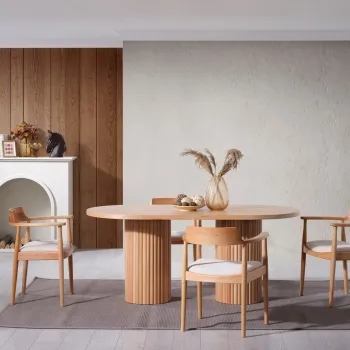 Set masa si scaune (4 piese), Fairfax, Napoli, Natural imagine