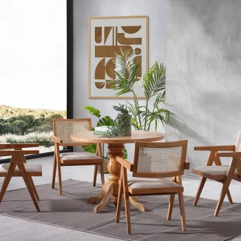 Set masa si scaune (4 piese), Fairfax, Roma, Natural imagine