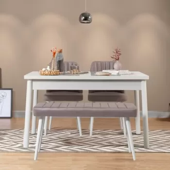 Set masa si scaune 4 piese, Vella, Costa 0701, PAL, Alb / Gri imagine