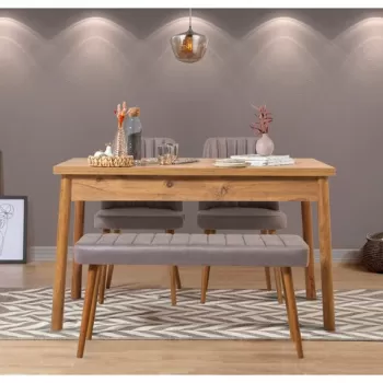 Set masa si scaune 4 piese, Vella, Costa 0701, PAL, Pin Atlantic / Gri imagine