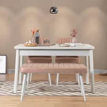 Set masa si scaune 4 piese, Vella, Costa 0900, PAL, Piatra Alba imagine