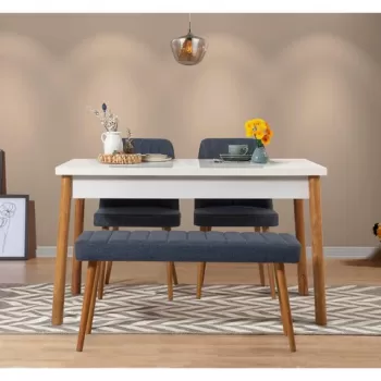 Set masa si scaune 4 piese, Vella, Costa 1048, PAL, Pin Atlantic / Albastru Marin imagine