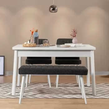 Set masa si scaune 4 piese, Vella, Costa 1053, PAL, Alb / Antracit imagine