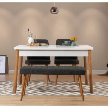 Set masa si scaune 4 piese, Vella, Costa 1053, PAL, Pin Atlantic / Alb / Antracit imagine