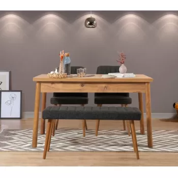 Set masa si scaune 4 piese, Vella, Costa 1053, PAL, Pin Atlantic / Antracit imagine