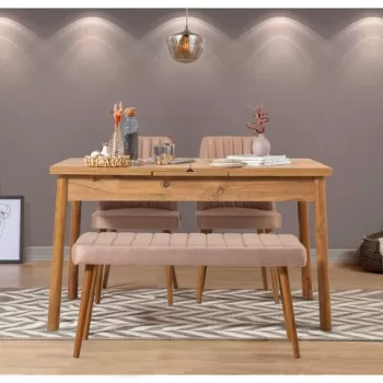 Set masa si scaune 4 piese, Vella, Santiago 0900, PAL, Pin Atlantic / Piatra imagine