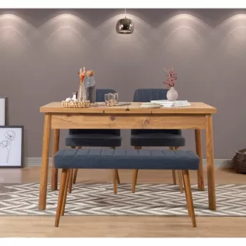 Set masa si scaune 4 piese, Vella, Santiago 1048, PAL, Pin Atlantic / Albastru Marin imagine