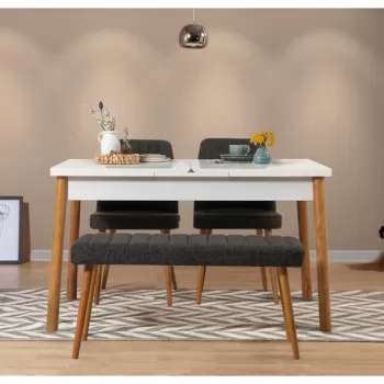 Set masa si scaune 4 piese, Vella, Santiago 1053, PAL, Pin Atlantic / Alb / Antracit imagine