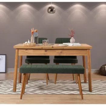 Set masa si scaune 4 piese, Vella, Santiago 1070, PAL, Pin Atlantic / Verde imagine