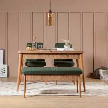 Set masa si scaune 4 piese, Vella, Vina 1070, PAL, Pin Atlantic / Verde imagine