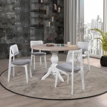 Set masa si scaune (5 bucati), Hanah Home, Albero129, Natural imagine