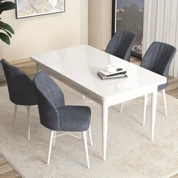 Set masa si scaune (5 bucati), Hanah Home, Arp, Alb / Fum imagine