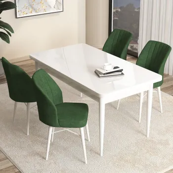 Set masa si scaune (5 bucati), Hanah Home, Arp, Alb / Kaki imagine