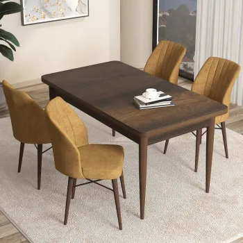 Set masa si scaune (5 bucati), Hanah Home, Arp, Baroc / Cappuccino imagine