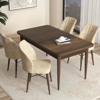 Set masa si scaune (5 bucati), Hanah Home, Arp, Baroc / Crem imagine