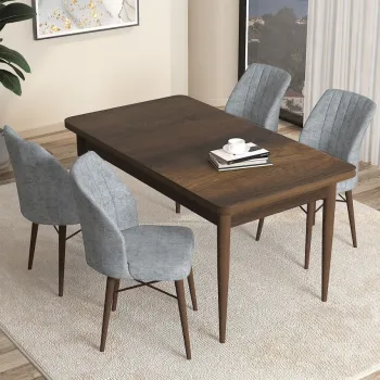 Set masa si scaune (5 bucati), Hanah Home, Arp, Baroc / Gri imagine