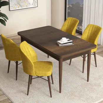 Set masa si scaune (5 bucati), Hanah Home, Arp, Baroc / Mustar imagine