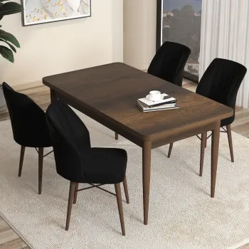 Set masa si scaune (5 bucati), Hanah Home, Arp, Baroc / Negru imagine