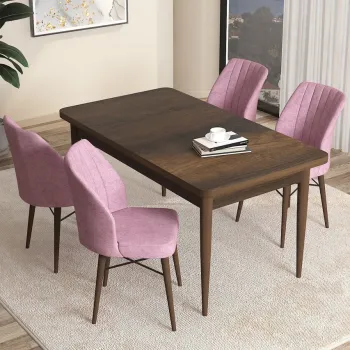 Set masa si scaune (5 bucati), Hanah Home, Arp, Baroc / Roz imagine