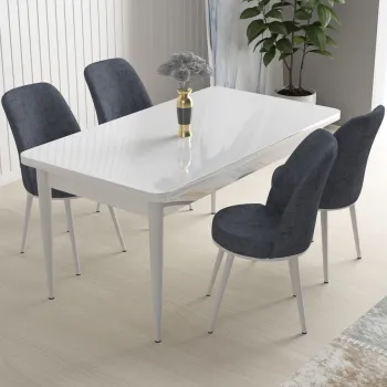 Set masa si scaune (5 bucati), Hanah Home, Nil, Alb / Fum imagine