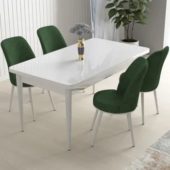 Set masa si scaune (5 bucati), Hanah Home, Nil, Alb / Kaki imagine