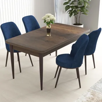 Set masa si scaune (5 bucati), Hanah Home, Nil, Baroc / Albastru marin imagine