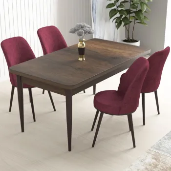 Set masa si scaune (5 bucati), Hanah Home, Nil, Baroc / Burgundia imagine