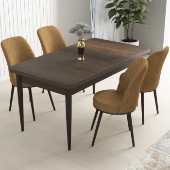 Set masa si scaune (5 bucati), Hanah Home, Nil, Baroc / Cappuccino imagine