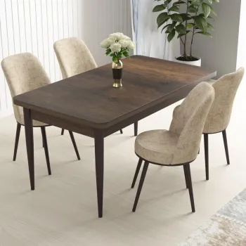 Set masa si scaune (5 bucati), Hanah Home, Nil, Baroc / Crem imagine