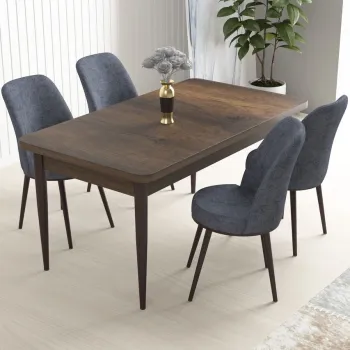 Set masa si scaune (5 bucati), Hanah Home, Nil, Baroc / Fumuriu imagine