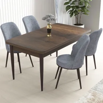 Set masa si scaune (5 bucati), Hanah Home, Nil, Baroc / Gri imagine