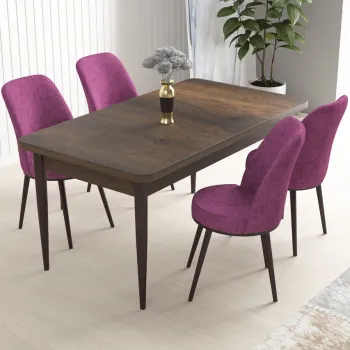 Set masa si scaune (5 bucati), Hanah Home, Nil, Baroc / Mov imagine