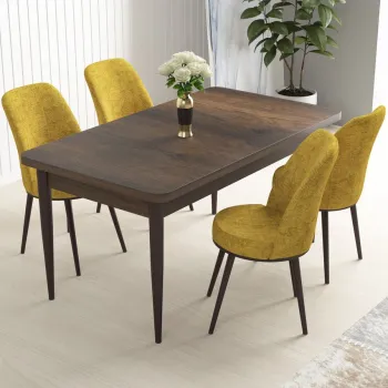 Set masa si scaune (5 bucati), Hanah Home, Nil, Baroc / Mustar imagine